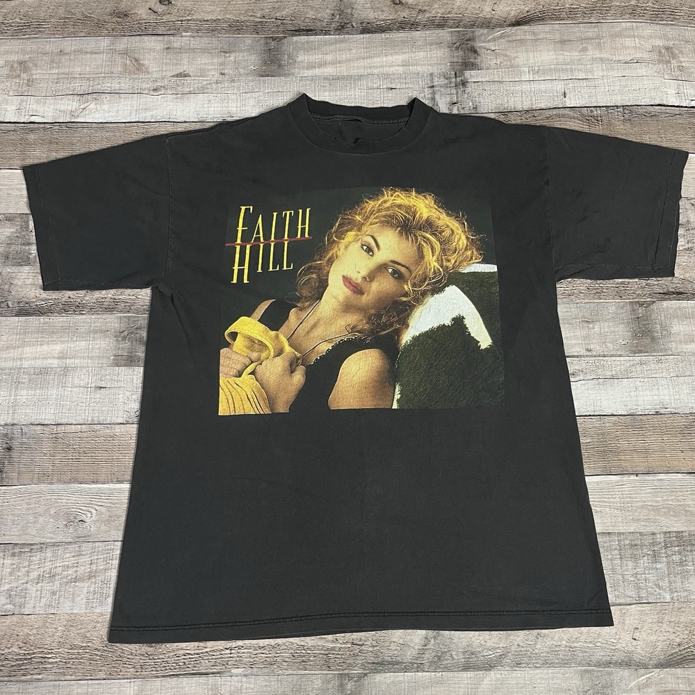 Faith Hill Shirt Size Large Black 90s 1994 Country Music Band Tee